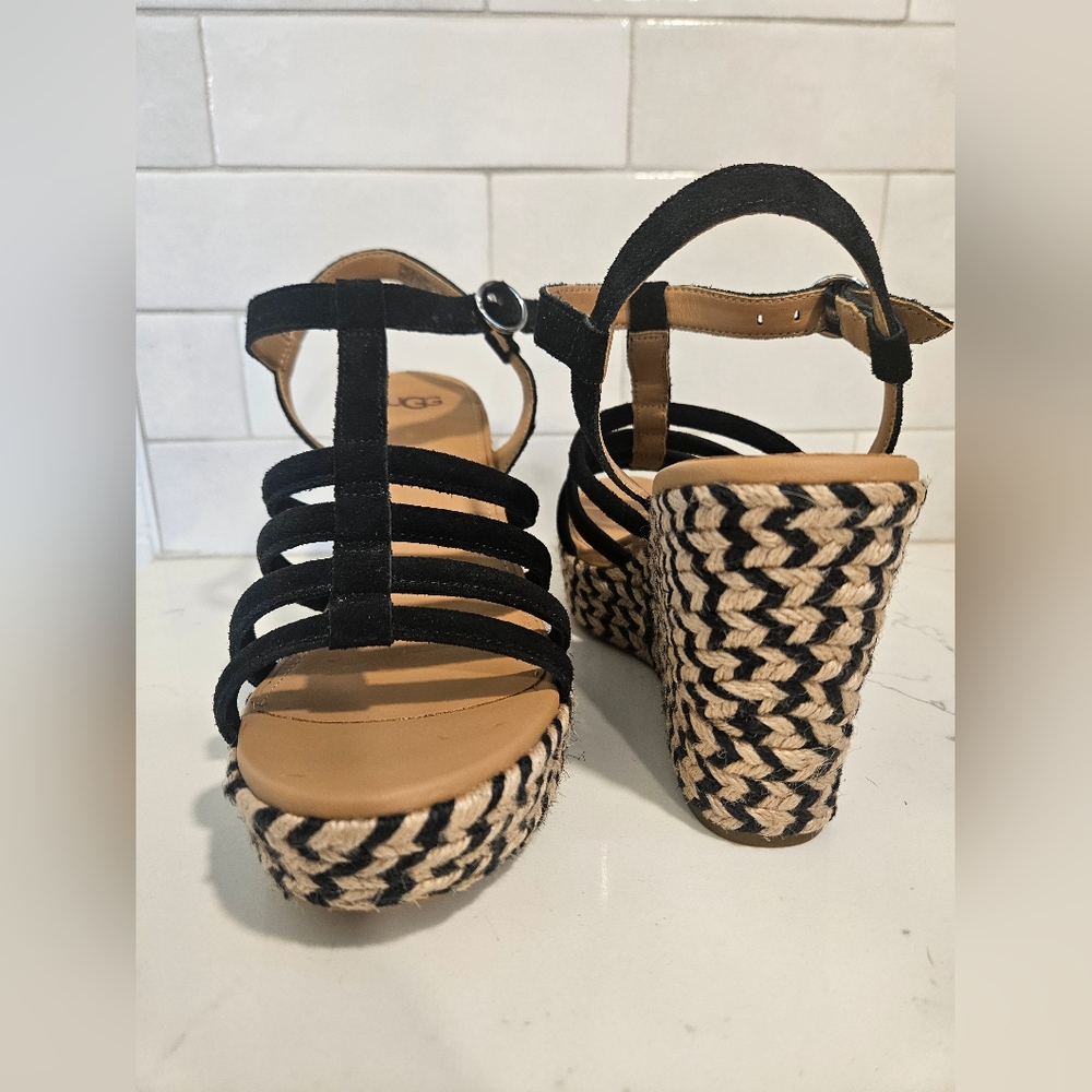 UGG Cressida Wedge Sandal. Size 8. Black Suede. New without Box. Never worn. - Picture 3 of 7